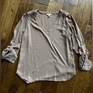 Neutral long sleeve blouse; women’s small | Lily White